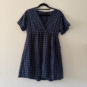 Madewell Navy Blue Short Dolman Sleeve 100% Cotton Dress